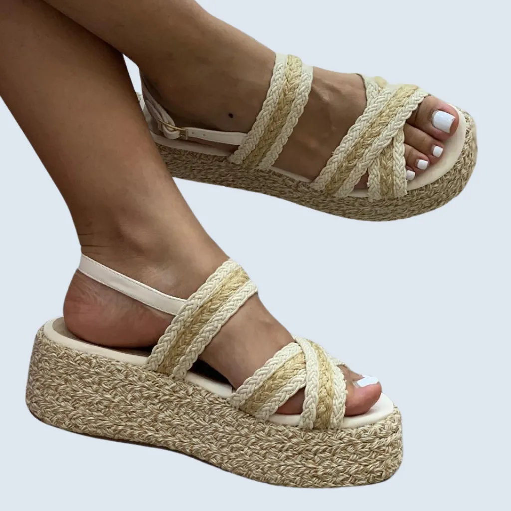 PLATAFORMA EN YUTE CAPELLADA TEJIDA CRUZADA