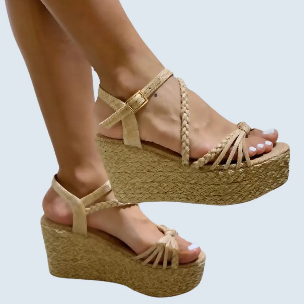 PLATAFORMA YUTE CAPELLADA NUDO Y CON TRENZA