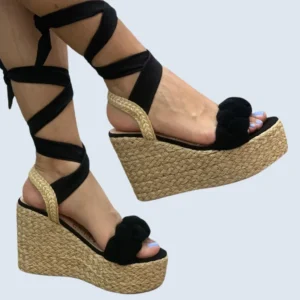 PLATAFORMA YUTE CAPELLADA TRENZA Y TIRAS DE AMARRAR