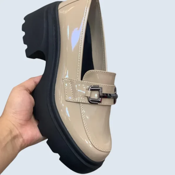 mocasines mujer mocasines suela alta GL3216 camel charol 1