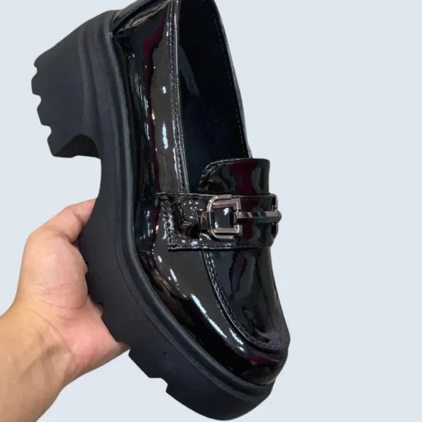 mocasines mujer mocasines suela alta GL3216 negro charol 1