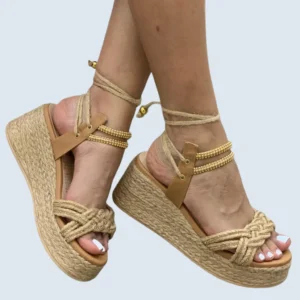 PLATAFORMA YUTE CAPELLADA TRENZA Y TIRAS DE AMARRAR