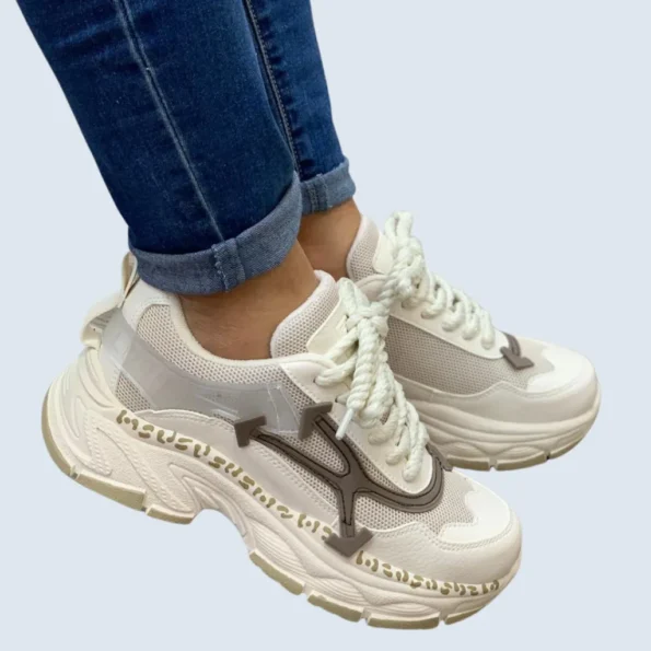 tenis mujer tenis deportivos FLECHAS beige 1
