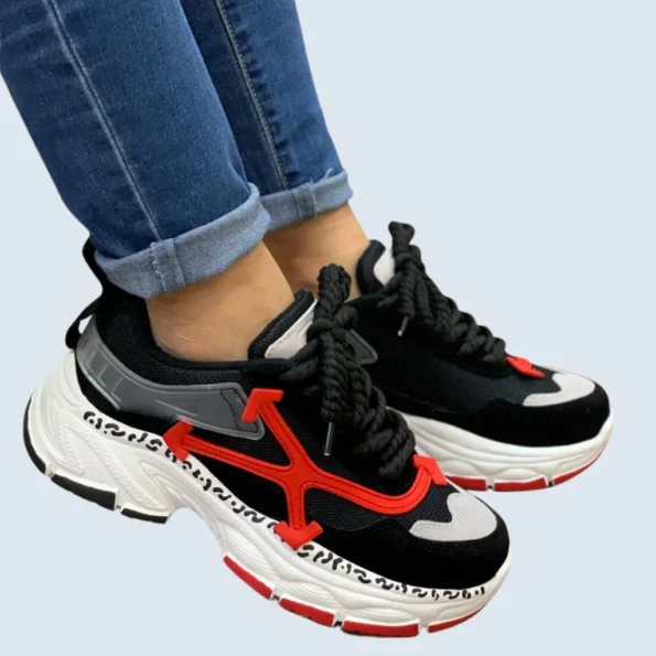 tenis mujer tenis deportivos FLECHAS negrorojo 2