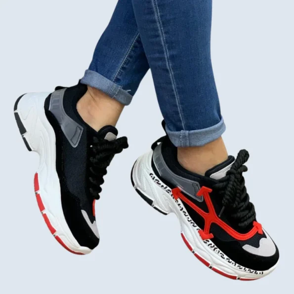tenis mujer tenis deportivos FLECHAS negrorojo 3