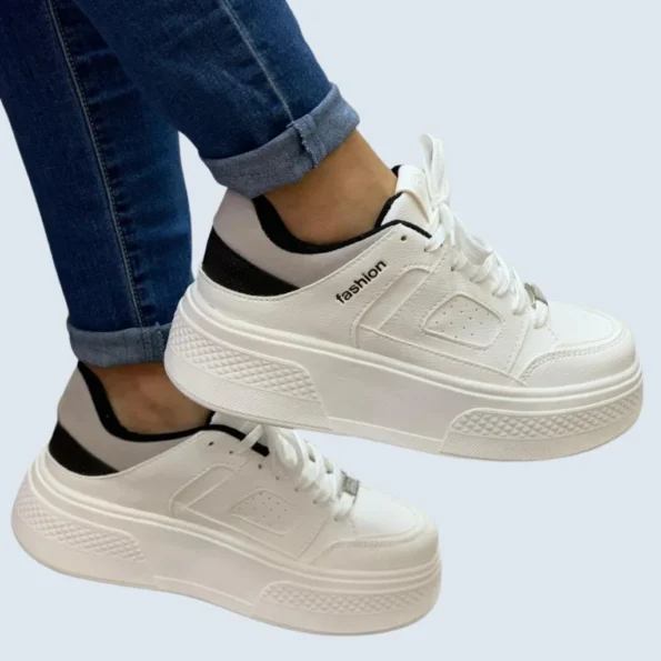 tenis mujer tenis suela alta HM542 blanco negro 2