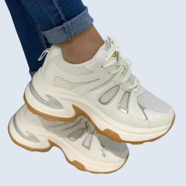 tenis mujer tenis casuales FF1210 talco champana 2