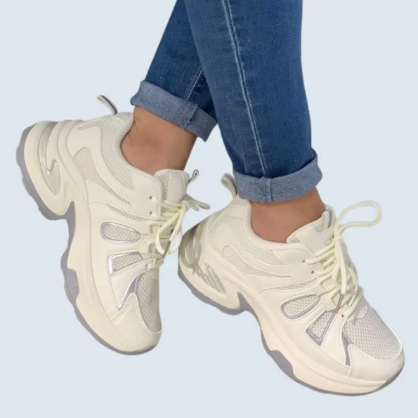 tenis mujer tenis casuales FF1210 talco plata1