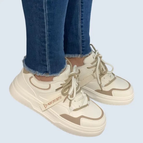 tenis mujer tenis deportivo LJ08 beige camel 1