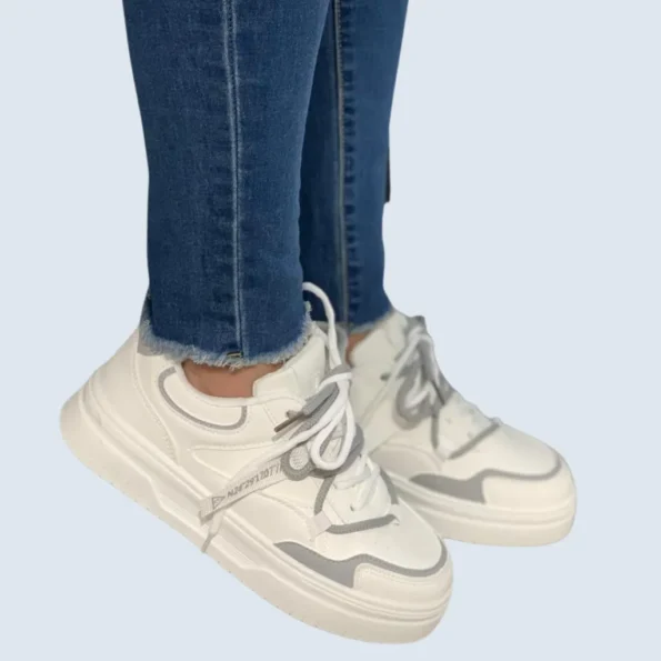 tenis mujer tenis deportivo LJ08 blanco gris 1