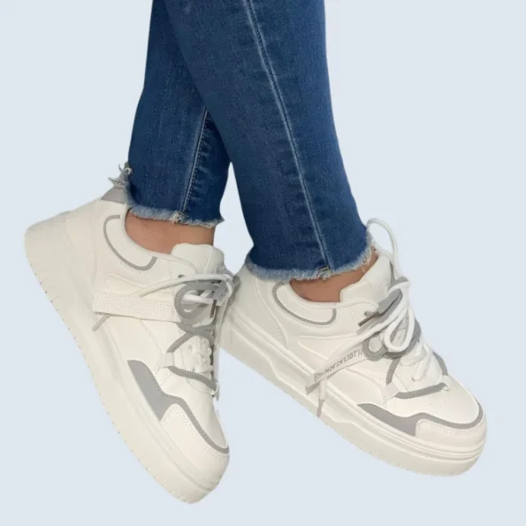 tenis mujer tenis deportivo LJ08 blanco gris 2