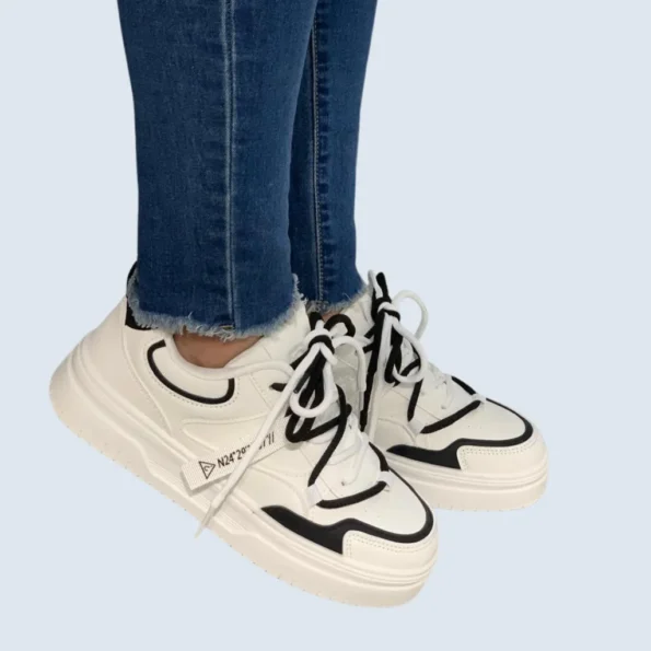 tenis mujer tenis deportivo LJ08 blanco negro 1