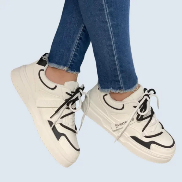 tenis mujer tenis deportivo LJ08 blanco negro 2