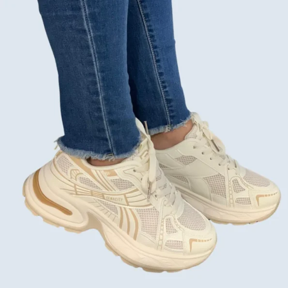 tenis mujer tenis deportivos LJ01 beige camel 2