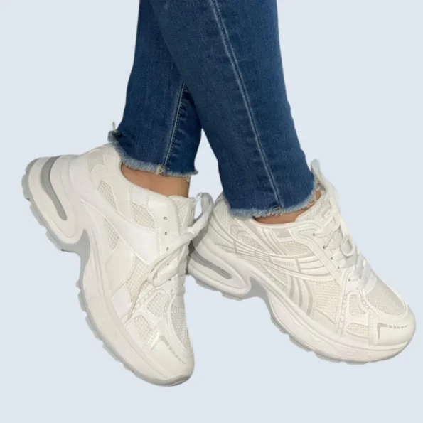 tenis mujer tenis deportivos LJ01 blanco gris 1