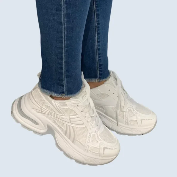 tenis mujer tenis deportivos LJ01 blanco gris 2