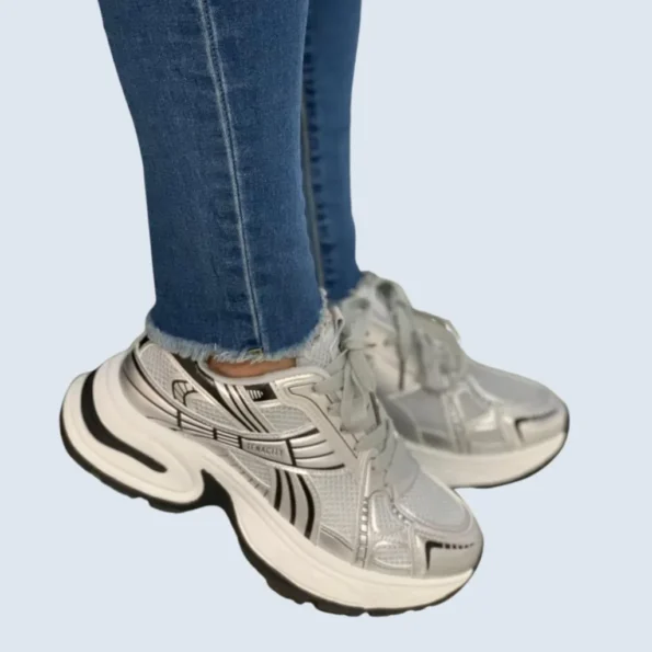 tenis mujer tenis deportivos LJ01 gris plata 2