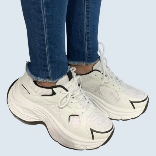 tenis mujer tenis deportivos LJ03 blanco negro 2