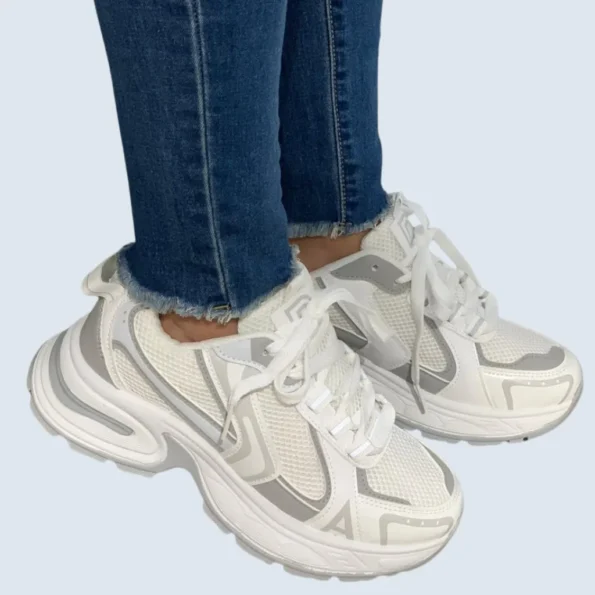 tenis mujer tenis deportivos LJ04 blanco gris 1