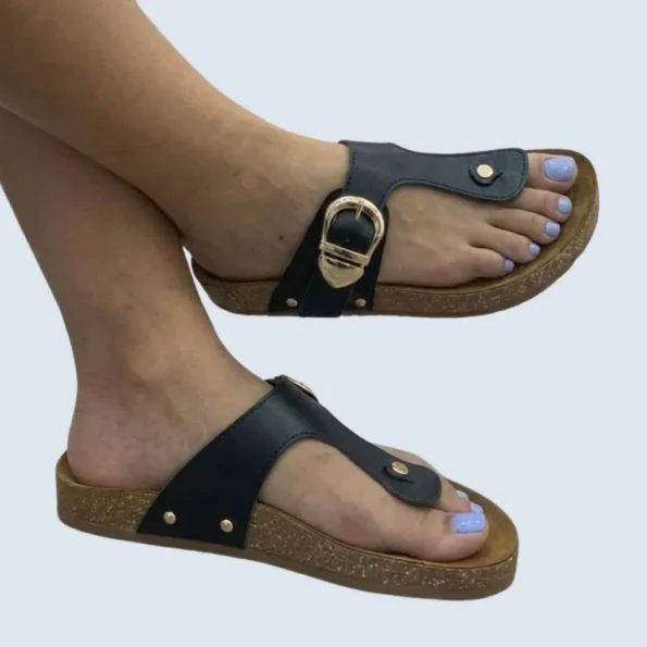 SANDALIA CANOA TRES PUNTADA CON HEBILLA