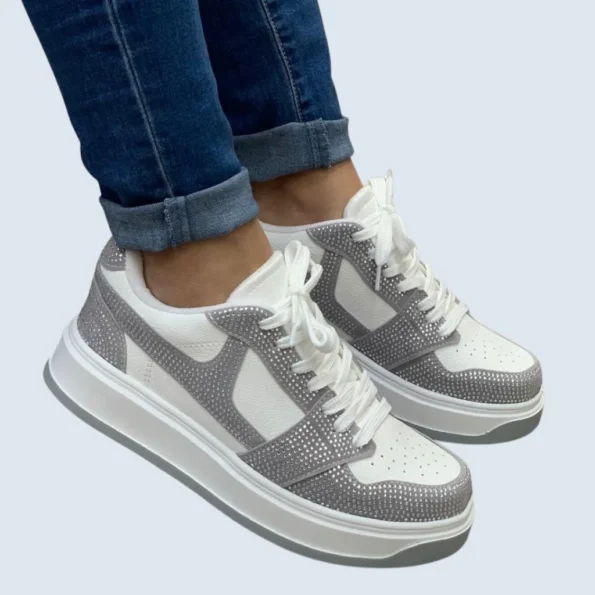 tenis mujer tenis casuales HM602 talco gris 1