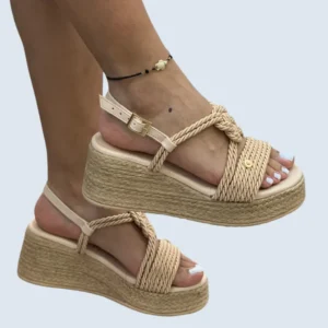 PLATAFORMA EN YUTE CAPELLADA ACORDONADA Y ENTRELAZADA