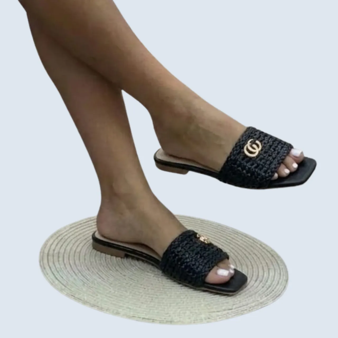 SANDALIA PLANA MALLA Y HERRAJE