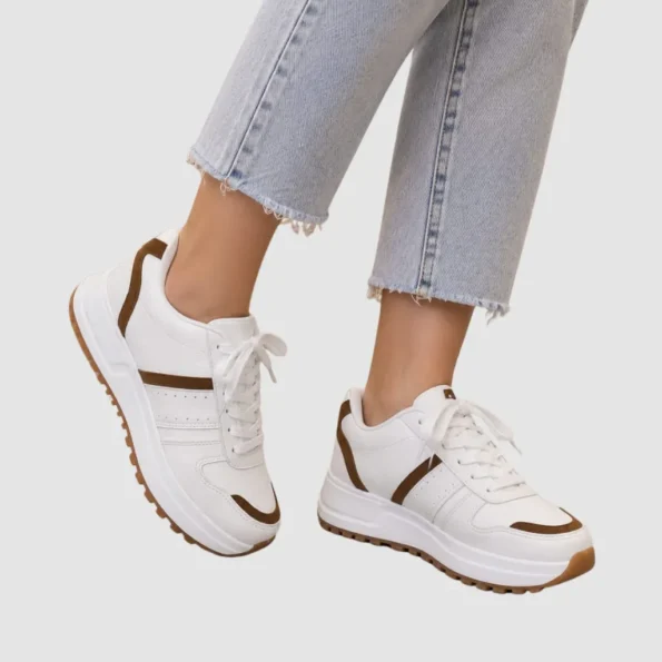 tenis mujer tenis casuales U1512 blanco camel