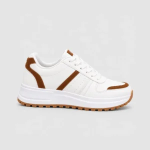 tenis mujer tenis causales U1512 blanco camel PORTADA