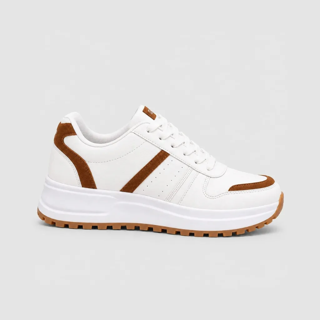 tenis mujer tenis causales U1512 blanco camel PORTADA