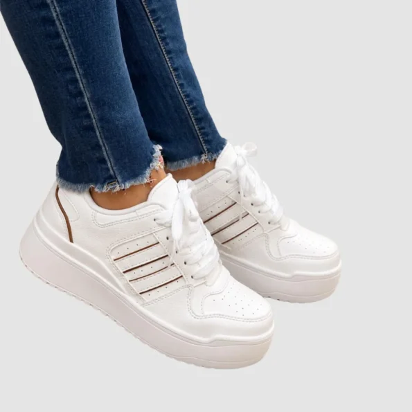 tenis mujer tenis clasicos U1168 blanco camel