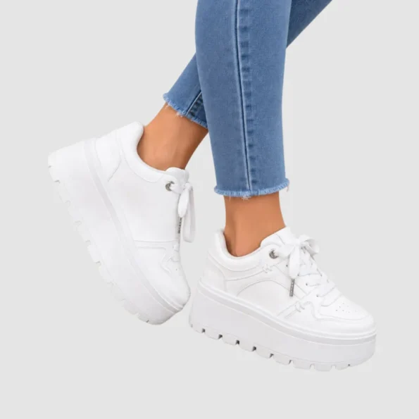 tenis mujer tenis suela alta HM656 talco
